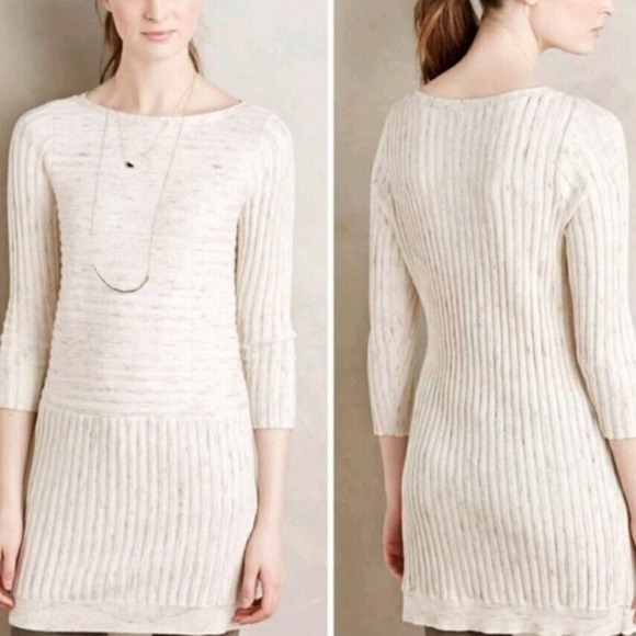 Anthropologie Moth Heathered Ribbed Sweater Dress Size Large - Picture 1 of 13